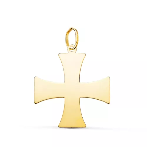 18K COLGANTE ORO AMARILLO CRUZ TEMPLARIA SILUETA EN BRILLO. 22 X 20 MM 0