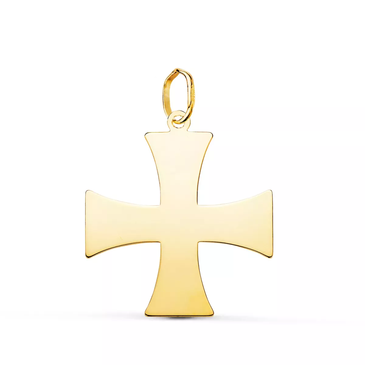 18K COLGANTE ORO AMARILLO CRUZ TEMPLARIA SILUETA EN BRILLO. 22 X 20 MM 0
