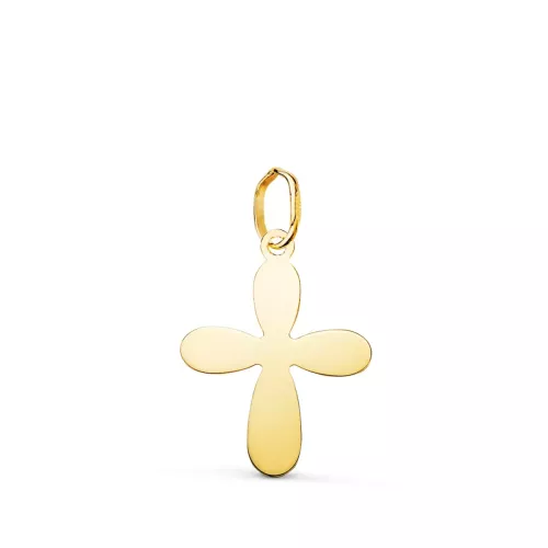 18K COLGANTE ORO AMARILLO CRUZ DEL BAUTISMO SILUETA EN BRILLO. 18 X 13 MM 0