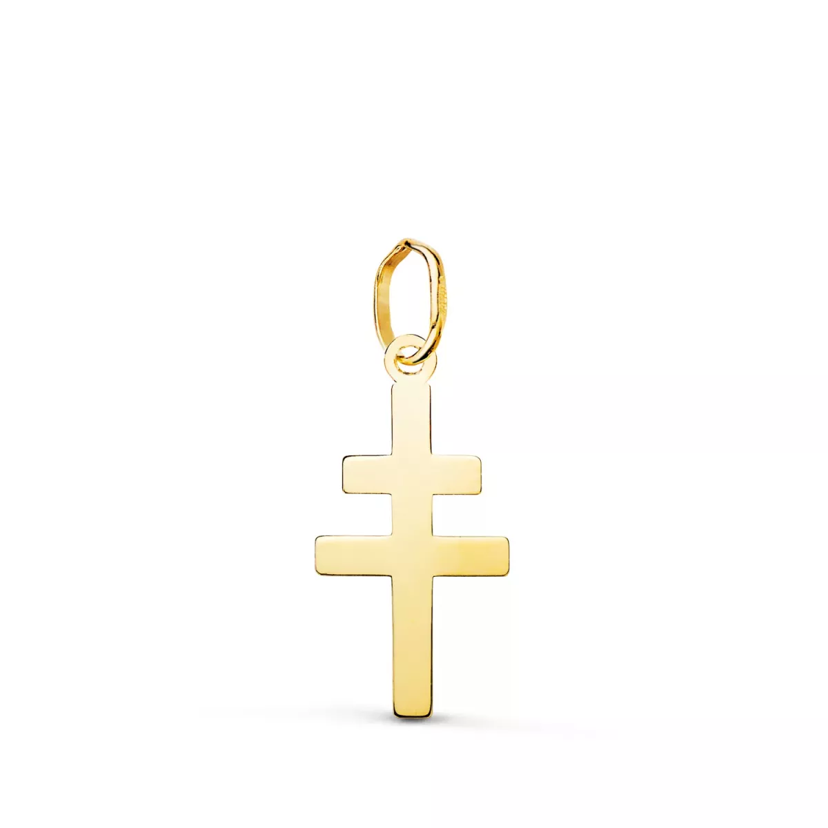 18K COLGANTE ORO AMARILLO CRUZ CARAVACA EN BRILLO. 18 X 9 MM 0