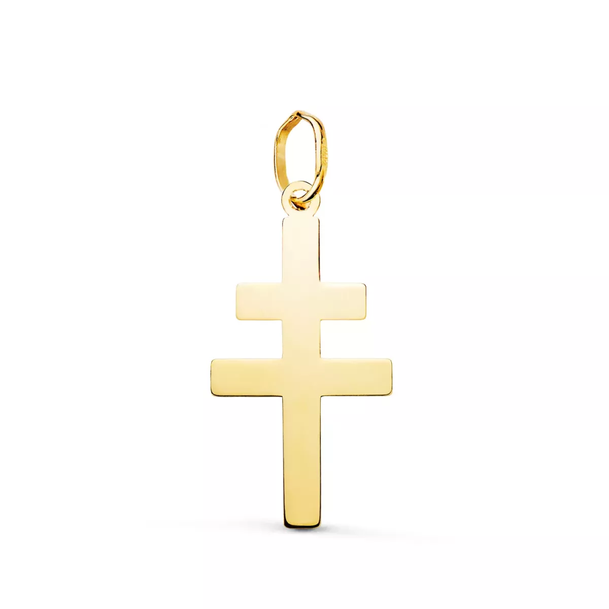 18K COLGANTE ORO AMARILLO CRUZ CARAVACA EN BRILLO. 22 X 12 MM 0