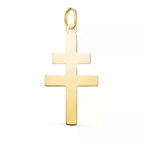 18K COLGANTE ORO AMARILLO CRUZ CARAVACA EN BRILLO. 28 X 14 MM 0