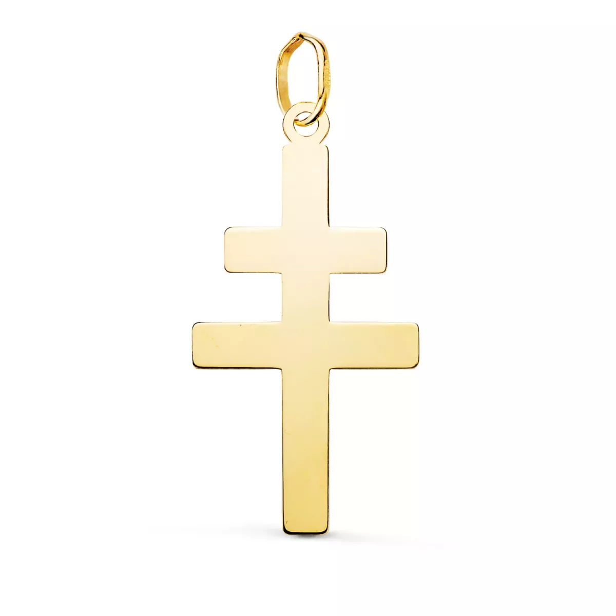 18K COLGANTE ORO AMARILLO CRUZ CARAVACA EN BRILLO. 28 X 14 MM 0