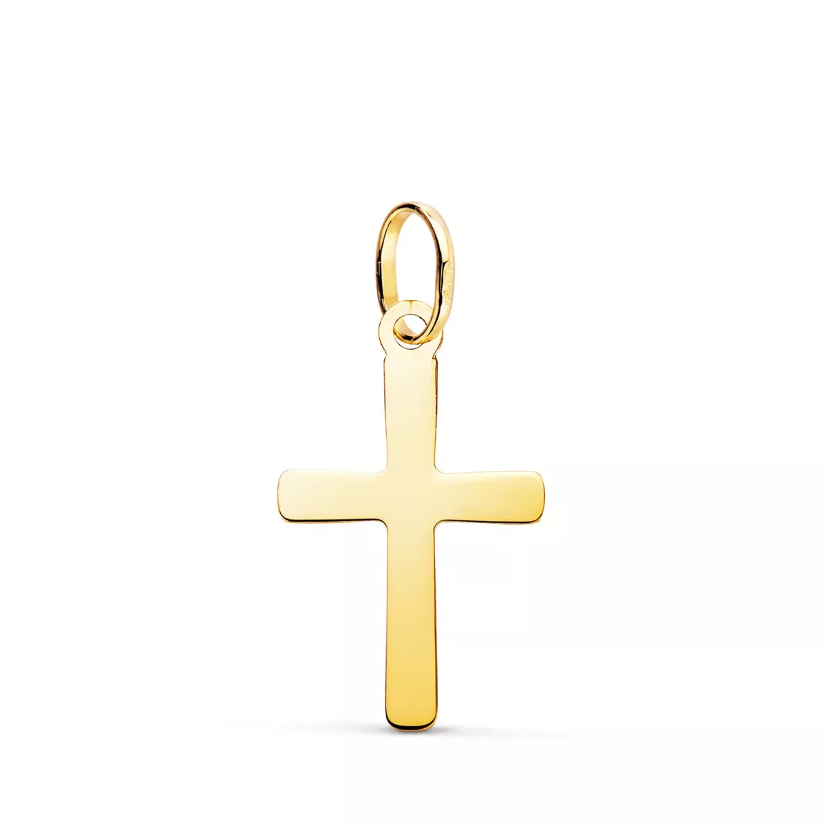 18K COLGANTE ORO AMARILLO CRUZ LISA EN BRILLO. 20 X 12