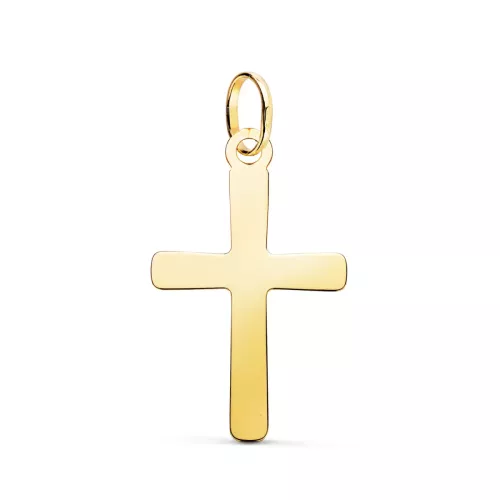 18K COLGANTE ORO AMARILLO CRUZ LISA EN BRILLO. 24 X 15 MM 0