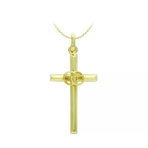 18K CRUZ ORO AMARILLO HUECA ALIANZAS. 23X12 MM 0