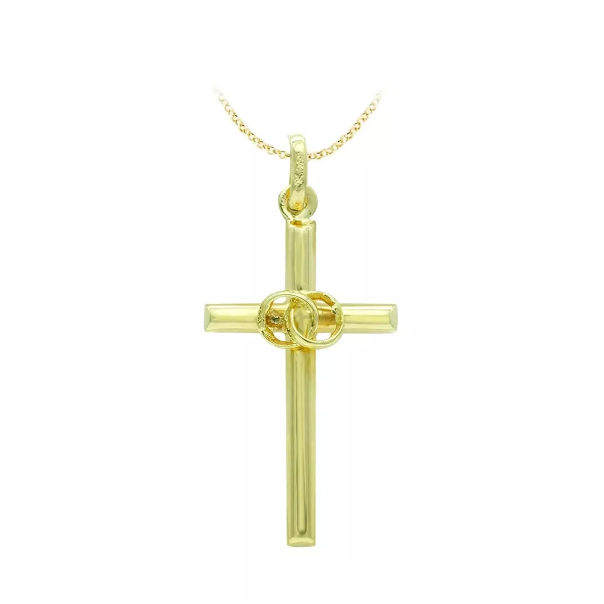 18K CRUZ ORO AMARILLO HUECA ALIANZAS. 23X12 MM 0