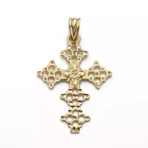 18K CRUZ ORO AMARILLO CANJAYAR. 31X22 MM 2