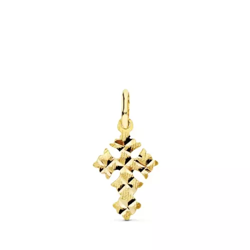 18K CRUZ ORO AMARILLO PEQUEÑA CANJAYAR. 13X8 MM 0