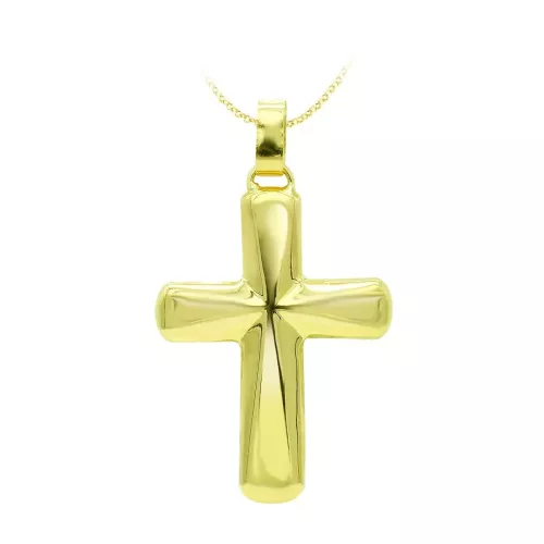 18K CRUZ ORO AMARILLO HUECA LISA 37X26 MM 4
