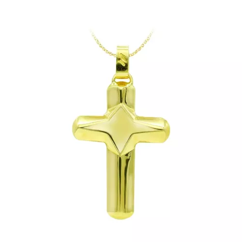 18K CRUZ ORO AMARILLO HUECA LISA 37X24 MM 4