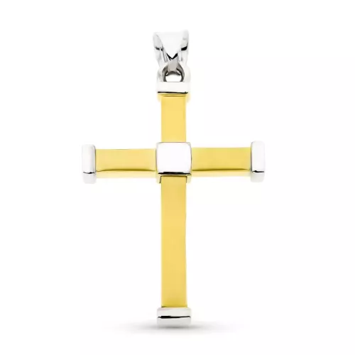 18K CRUZ ORO BICOLOR HUECA BICOLOR 38X24 MM 5