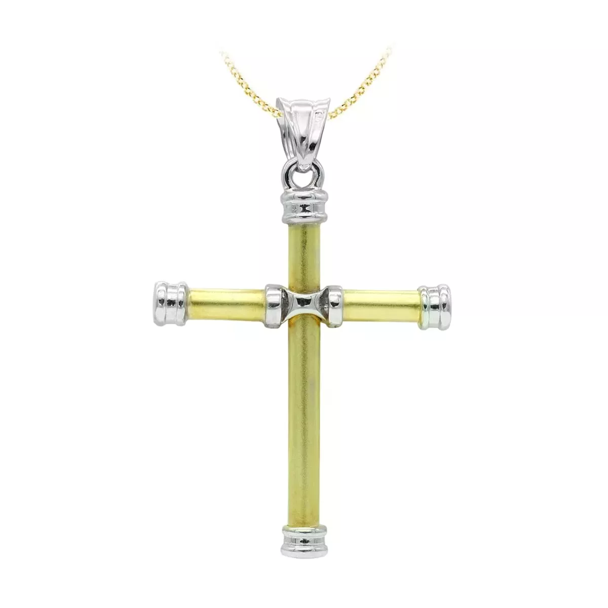 18K CRUZ ORO BICOLOR HUECA 40X30 MM 4