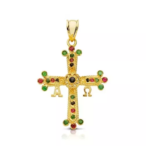 18K CRUZ ORO AMARILLO DE COVADONGA PEQUEÑA 28X24 MM 2