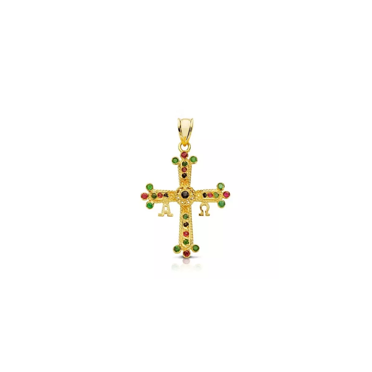 18K CRUZ ORO AMARILLO DE COVADONGA PEQUEÑA 28X24 MM 2