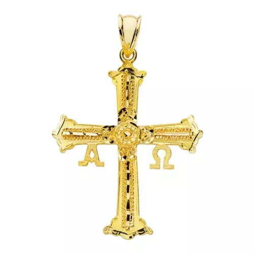 18K CRUZ ORO AMARILLO DE COVADONGA GRANDE 39X30 MM 3