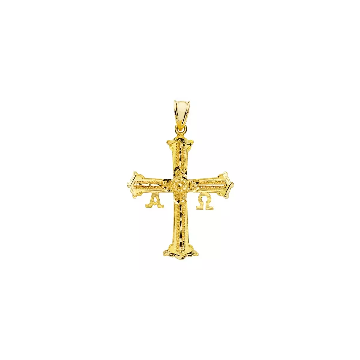 18K CRUZ ORO AMARILLO DE COVADONGA GRANDE 39X30 MM 3