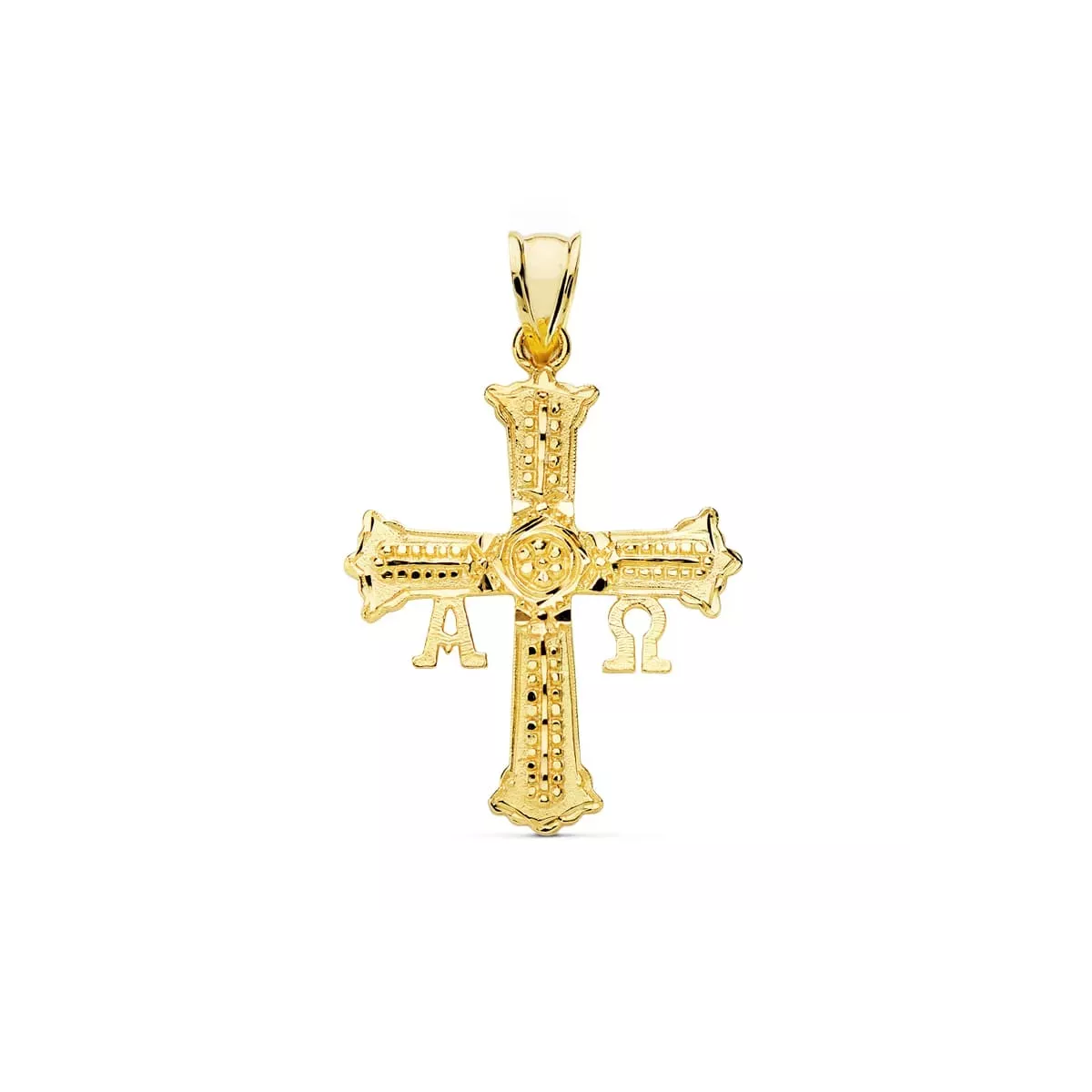 18K CRUZ ORO AMARILLO DE COVADONGA MEDIANA 31X24 MM 2