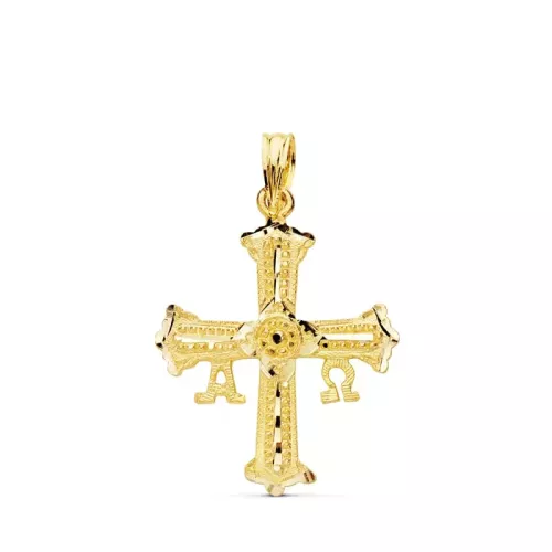 18K CRUZ ORO AMARILLO DE COVADONGA PEQUEÑA 24X19 MM 1