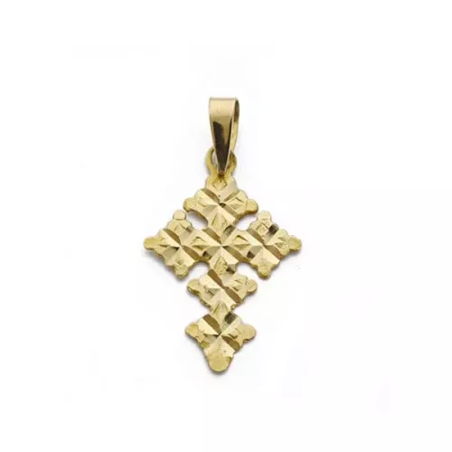 18K GOLGANTE ORO AMARILLO CRUZ CANJAYAR 23 X 16 MM 1