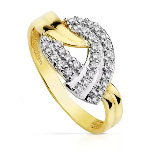 9K SORTIJA ORO BICOLOR CON CIRCONITAS. ANCHO: 10 MM 2