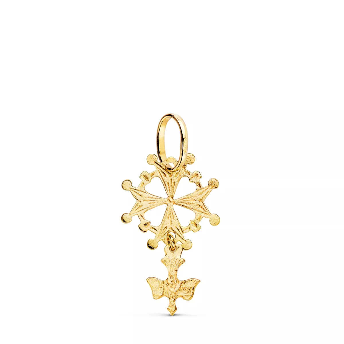 18K CRUZ DE HUGUENOTTE ORO AMARILLO CON PALOMA. 24 X 14 MM 1