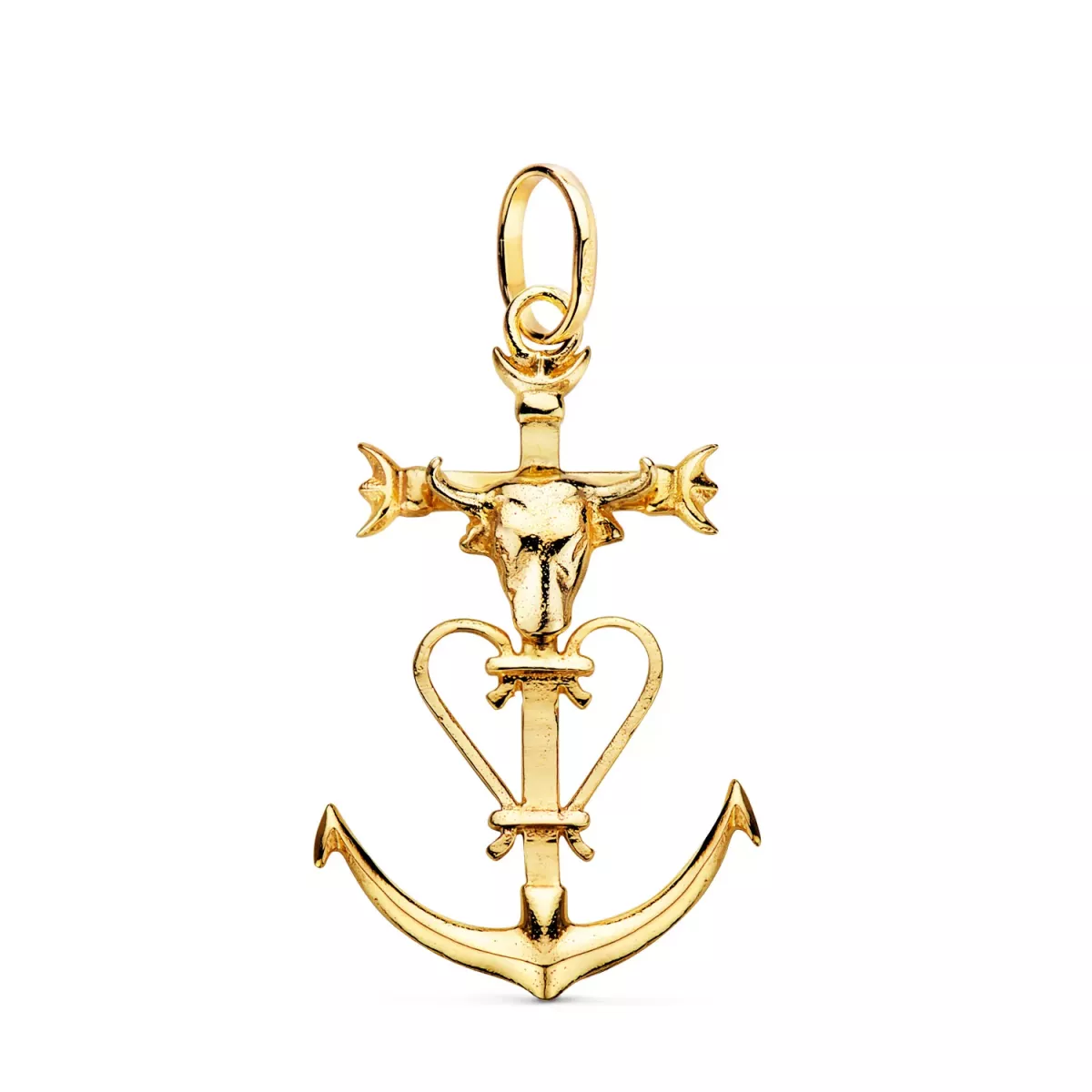 18K CRUZ DE LA CAMARGA ORO BICOLOR CON CABEZA DE TORO. 32 X 20 MM 2