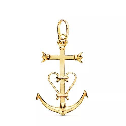 18K COLGANTE CRUZ DE LA CAMARGA ORO AMARILLO. 32 X 20 MM 1