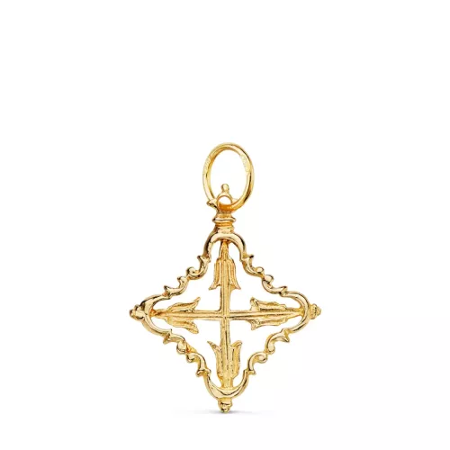 18K COLGANTE ORO AMARILLO CRUZ MALLORQUINA 22 X 18 MM 1