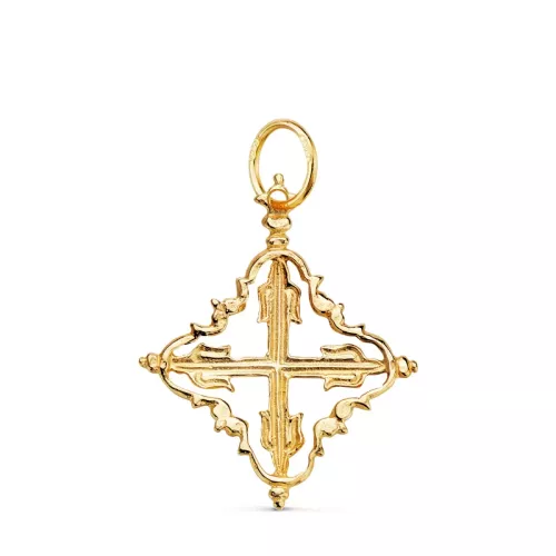 18K COLGANTE ORO AMARILLO CRUZ MALLORQUINA 26 X 22 MM 1