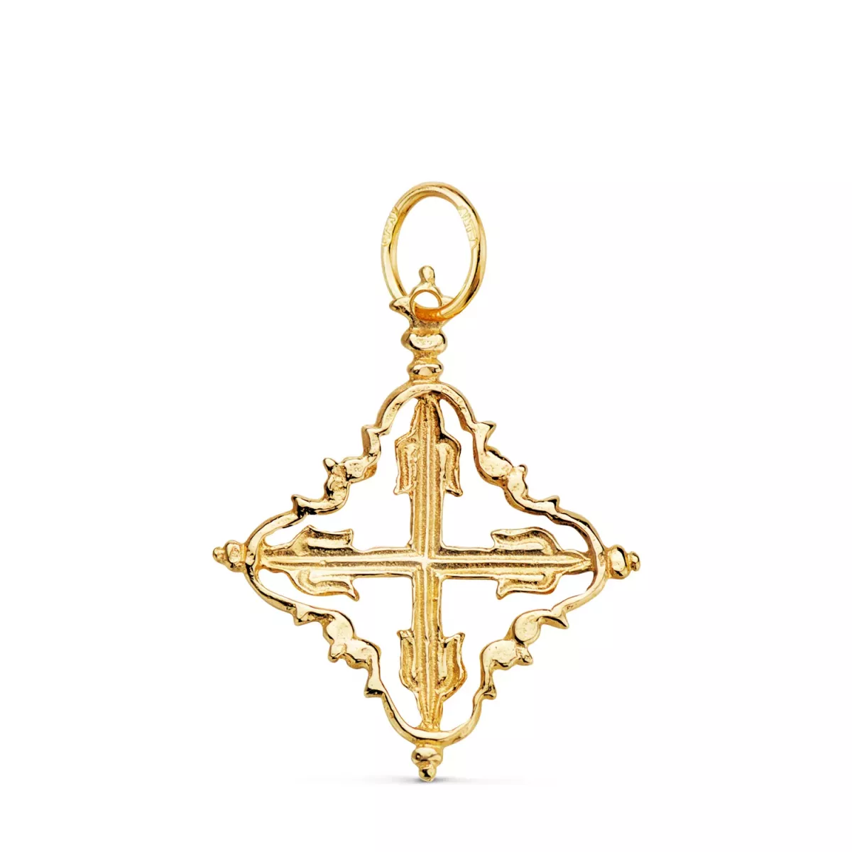18K COLGANTE ORO AMARILLO CRUZ MALLORQUINA 26 X 22 MM 1