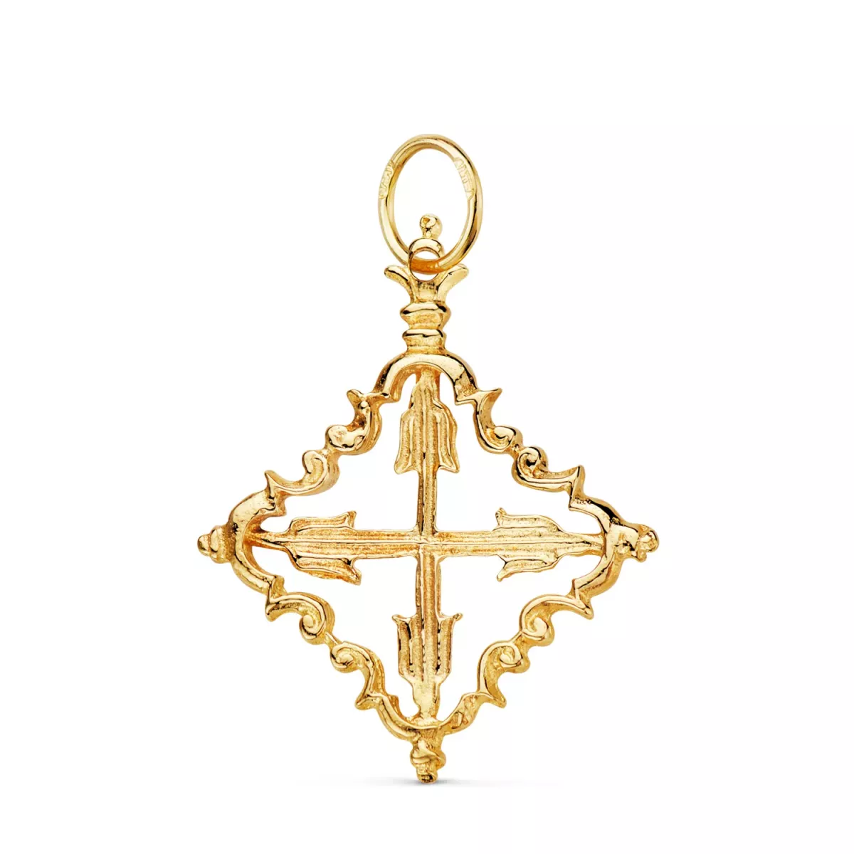 18K COLGANTE ORO AMARILLO CRUZ MALLORQUINA 30 X 24 MM 2
