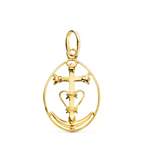 18K COLGANTE ORO AMARILLO CRUZ DE LA CAMARGA CON CERCO. 25 X 17 MM 1