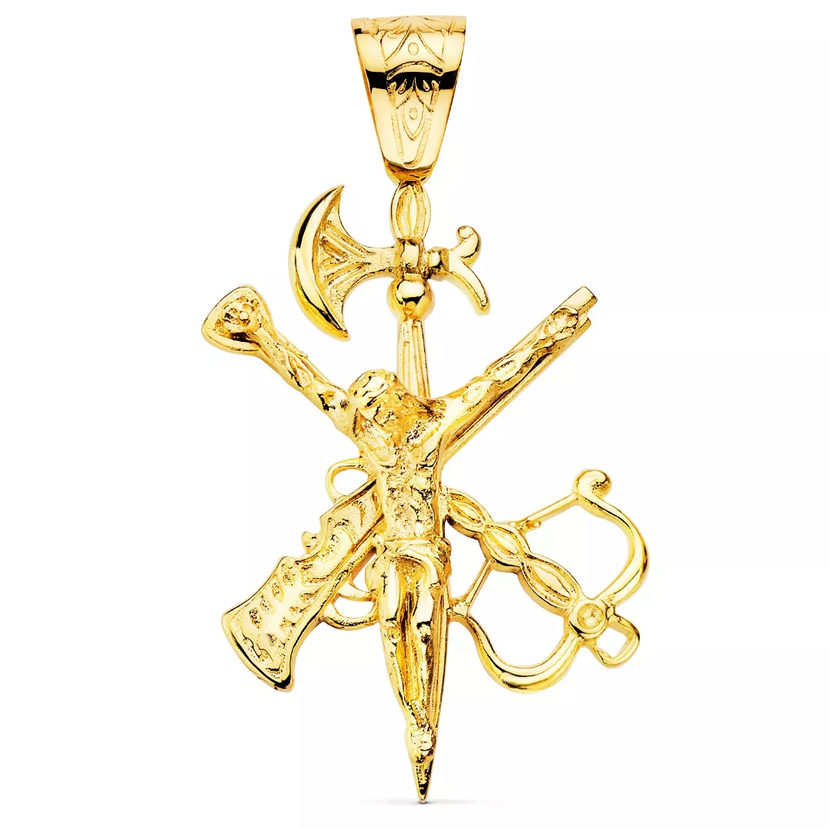 18K CRUZ ORO AMARILLO LEGIONARIO SIN CORONA 55X40 MM 21