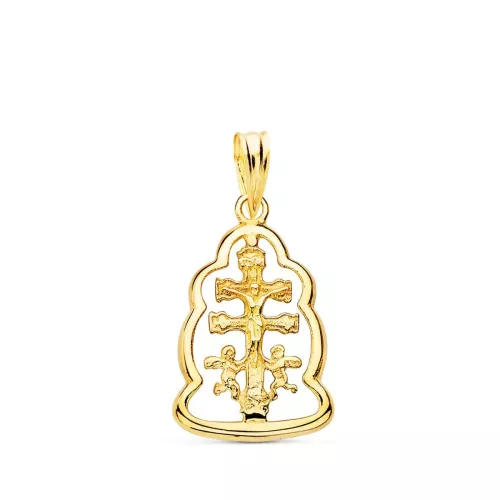 18K COLGANTE CRUZ DE CARAVACA ORLA ORO AMARILLO 18X14 MM 1