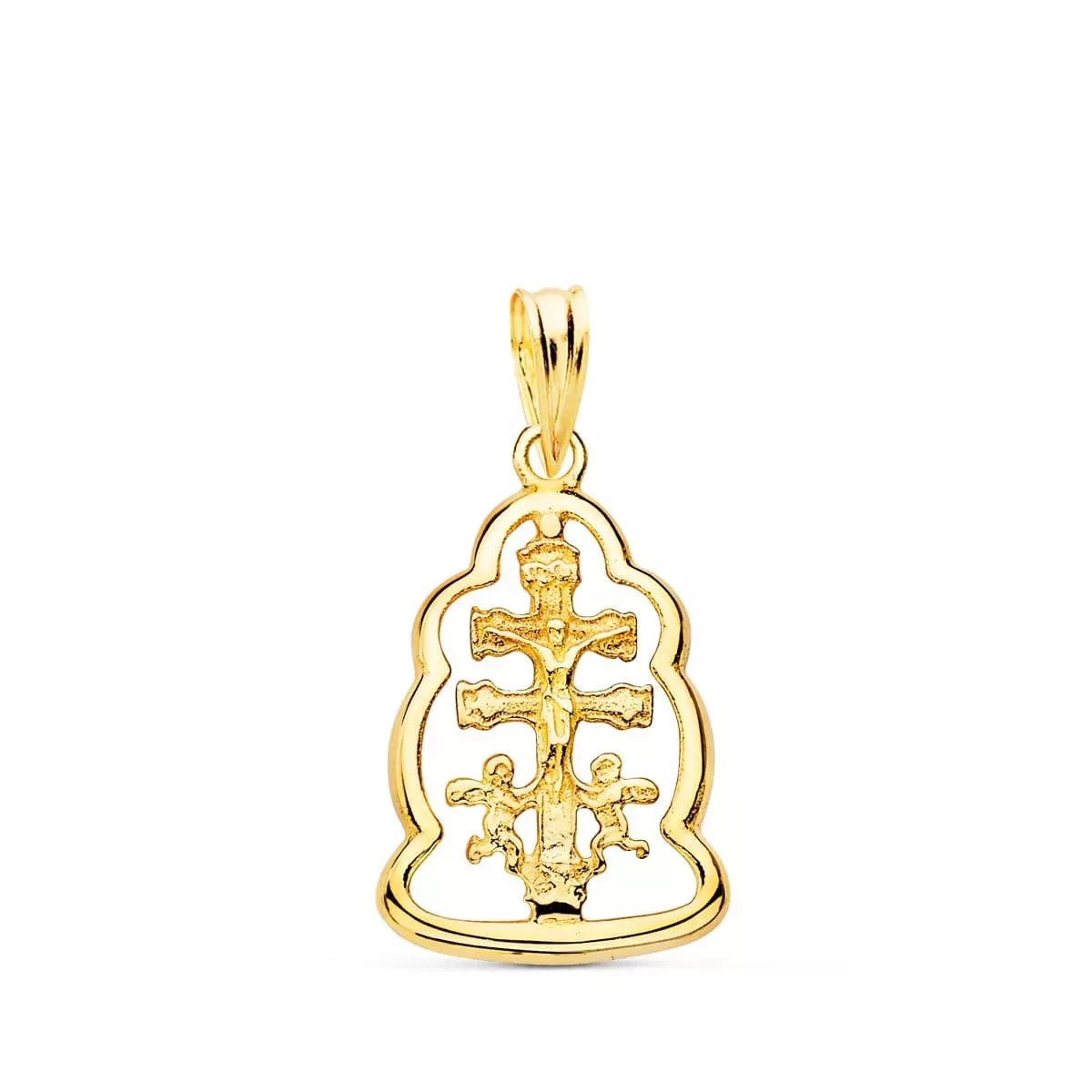 18K COLGANTE CRUZ DE CARAVACA ORLA ORO AMARILLO 18X14 MM 1
