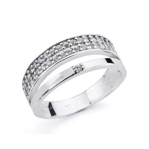 9K SORTIJA ORO BLANCO DOS BANDAS CON CIRCONITAS. ANCHO: 7 MM 3