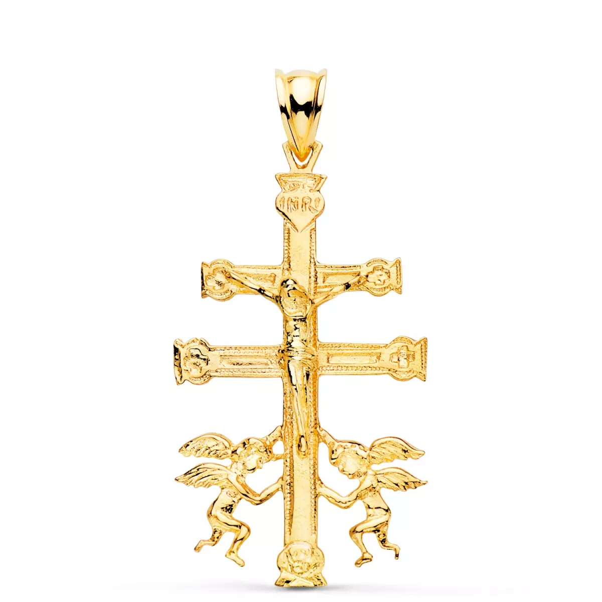 18K CRUZ ORO AMARILLO CARAVACA CON CRISTO. 36 X 22 MM 4