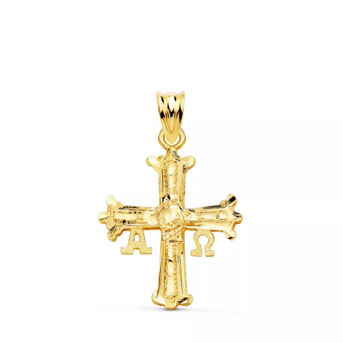 18K CRUZ DE COVADONGA ORO AMARILLO TALLADA 26 X 20 MM 2