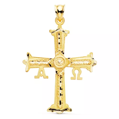 18K CRUZ DE COVADONGA ORO AMARILLO TALLADA 41X31 MM 4
