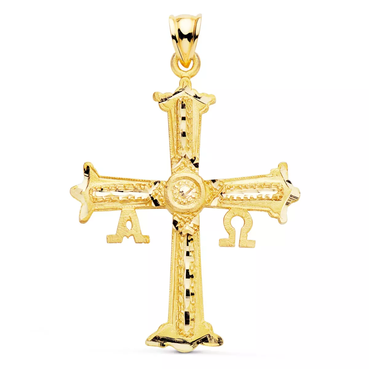 18K CRUZ DE COVADONGA ORO AMARILLO TALLADA 41X31 MM 4