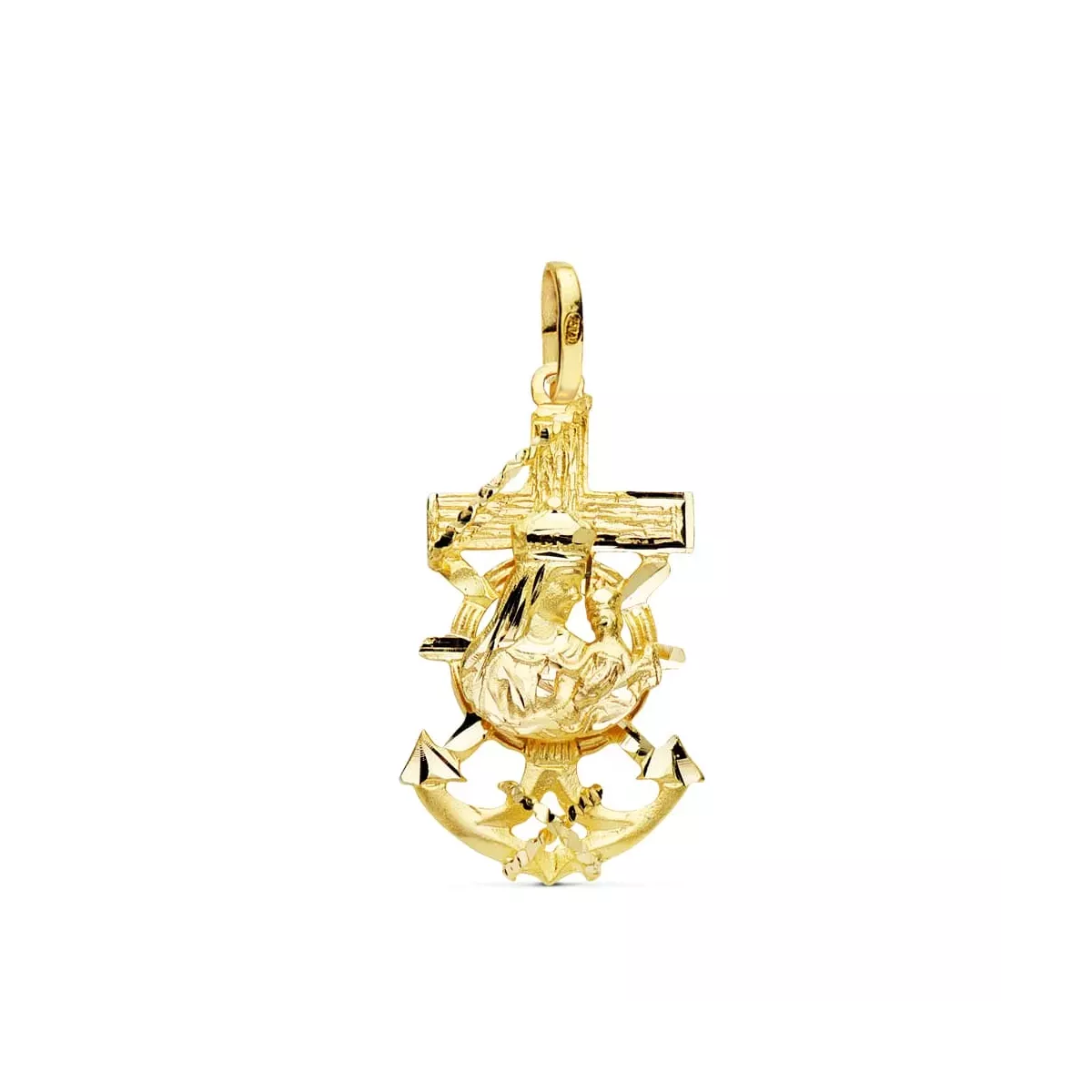 18K CRUZ MARINERA VIRGEN DEL CARMEN ORO AMARILLO 27X15 MM 2