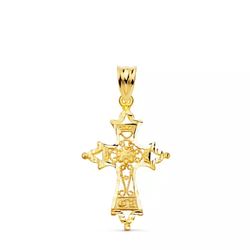 18K CRUZ ORO AMARILLO FILIGRANA BORDES TALLADOS. 30X20 MM 1,75gr