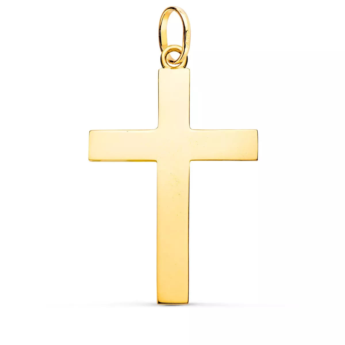 18K CRUZ ORO AMARILLO LISA MACIZA PALO RECTANGULAR BRILLO 38 X 24 MM 4