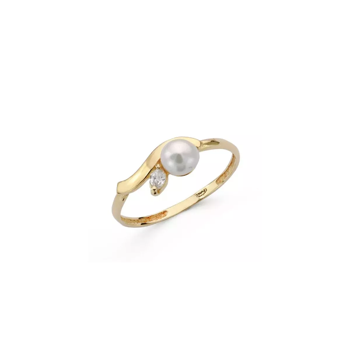 18K SORTIJA ORO AMARILLO HOJA CON PERLA 4