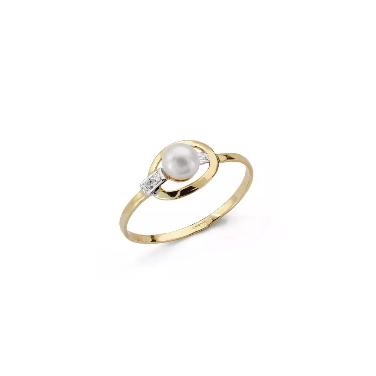 18K SORTIJA ORO BICOLOR COMUNION CON MOTIVO OVAL Y PERLA 0