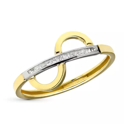 18K SORTIJA ORO BICOLOR CON CIRCONITAS CARRIL. ANCHO 10 MM 1