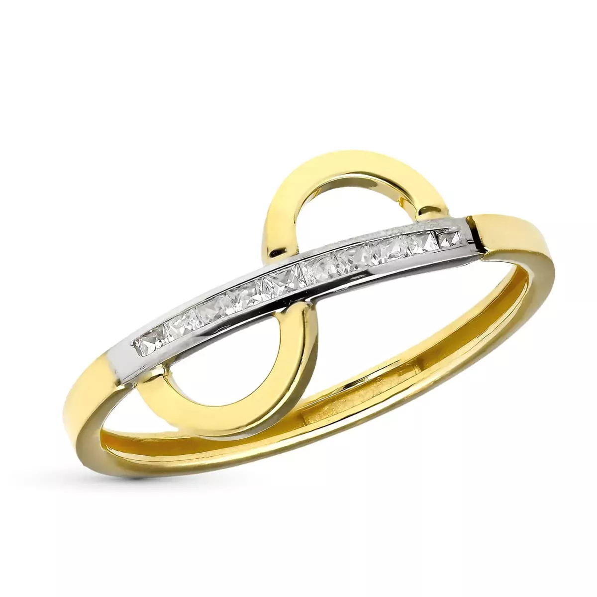 18K SORTIJA ORO BICOLOR CON CIRCONITAS CARRIL. ANCHO 10 MM 1