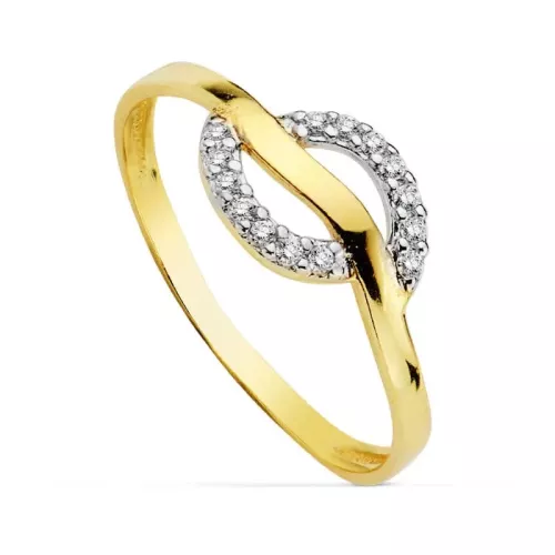 18K SORTIJA ORO BICOLOR CON CIRCONITAS. ANCHO: 7 MM 1