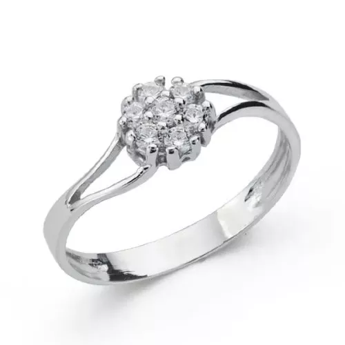 18K SORTIJA ORO BLANCO CUAJO CON CIRCONITAS. ANCHO: 5